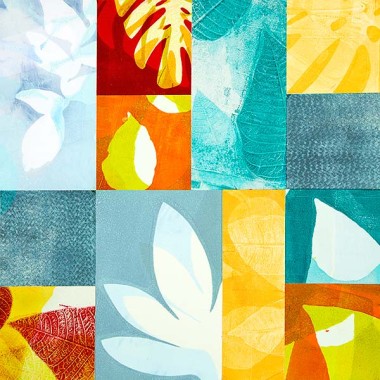 "Icy Hot" Botanical Abstract Monoprint Collage