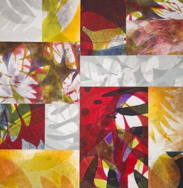 "Red Gray and Gold" Monoprint Collage