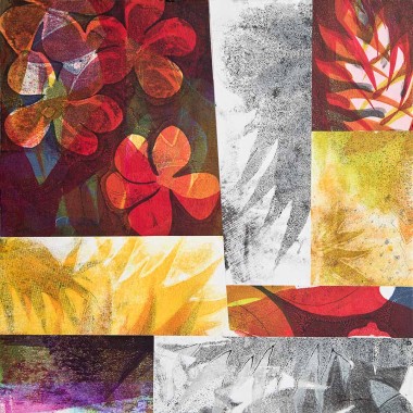 Red Plumeria Abstract Botanical Collage
