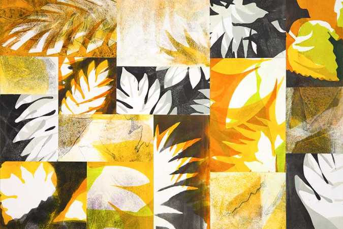 "Good Day Sunshine" Botanical Monoprint Collage