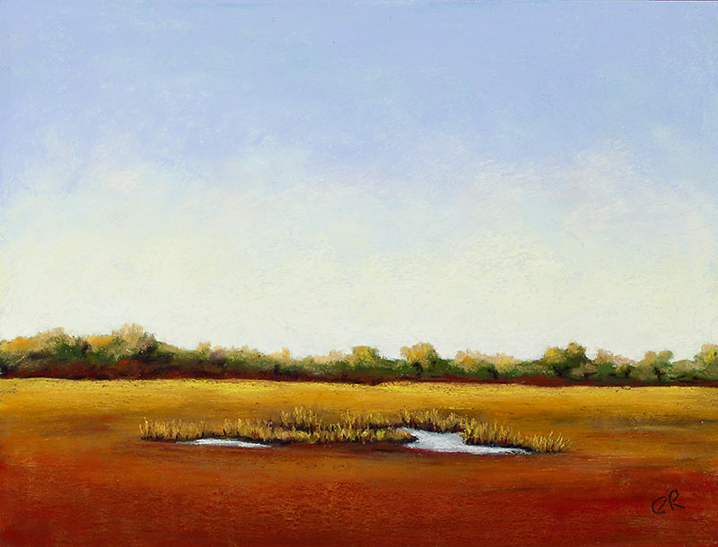 A Marsh at daybreak in Cape May New Jersey pastel painting and fine art print